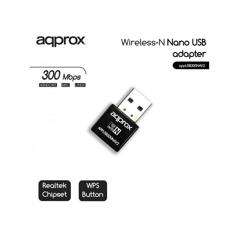 Infortisa Image 1 - approx APPUSB300NAV2 Tarjeta Red WiFi N300 Nano US
