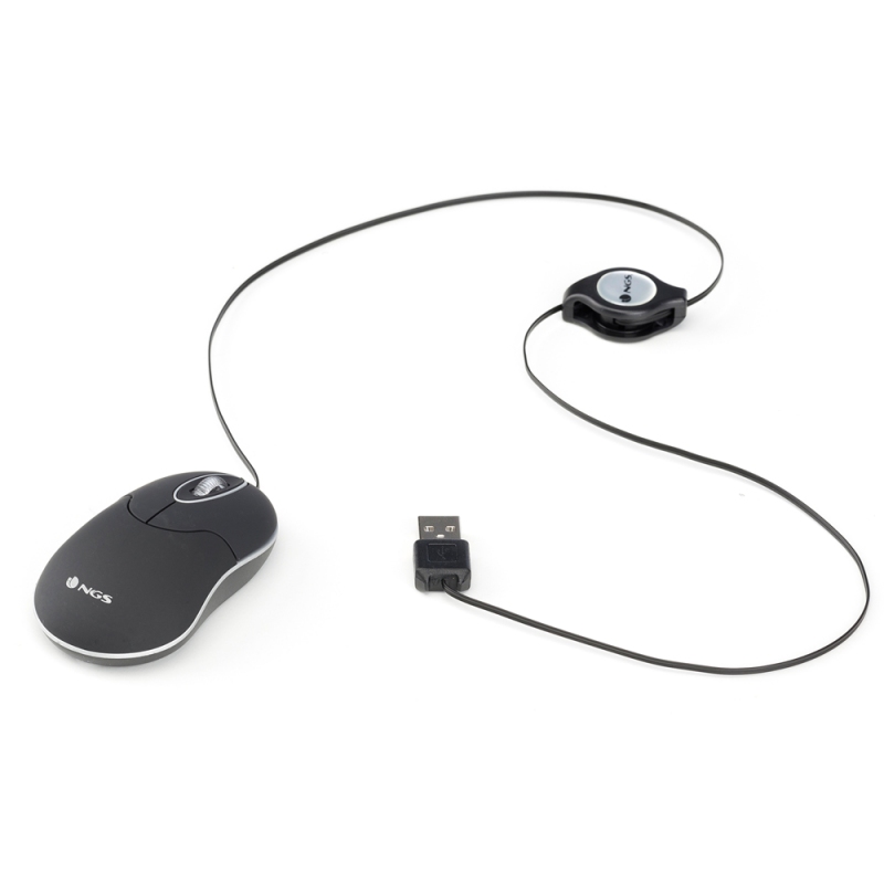 Infortisa Image 1 - NGS Ratón Retráctil SINBLACK 1000dpi Negro