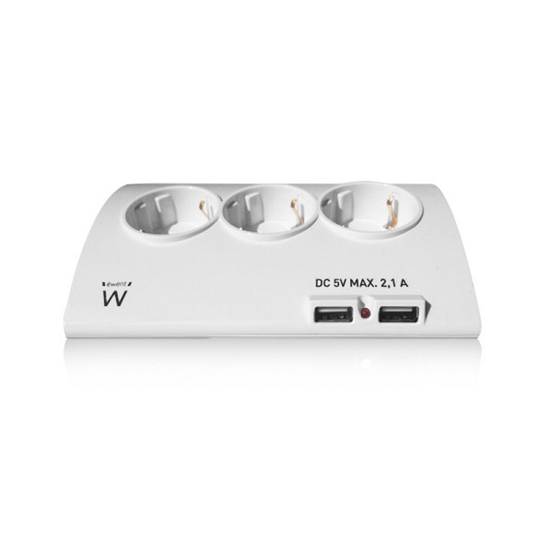 Infortisa Image 3 - EWENT EW3935 Regleta 5 Schuko + 2 usb 2.1A