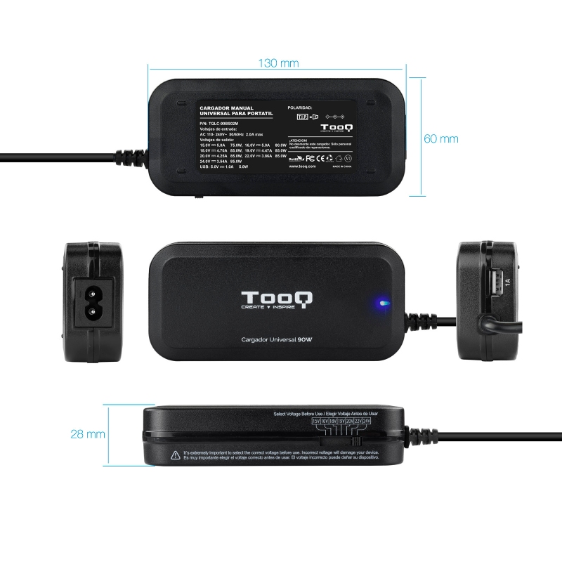 Infortisa Image 2 - Tooq Cargador portátil 90W manual 12 conectores