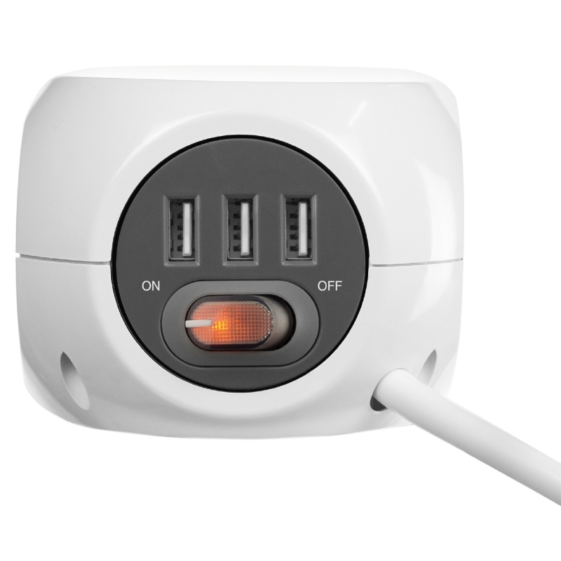 Infortisa Image 1 - Ewent EW3939 REGLETA CUBO 3 TOMAS/3 USB BLANCO