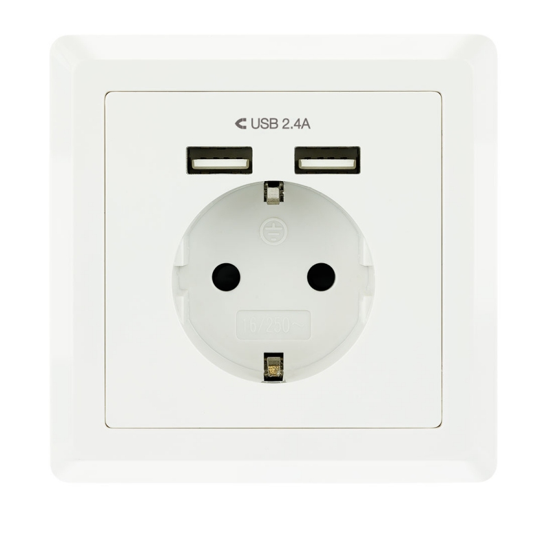 Infortisa Image 1 - Nanocable Base de enchufe pared schuko+2USB 2.4A