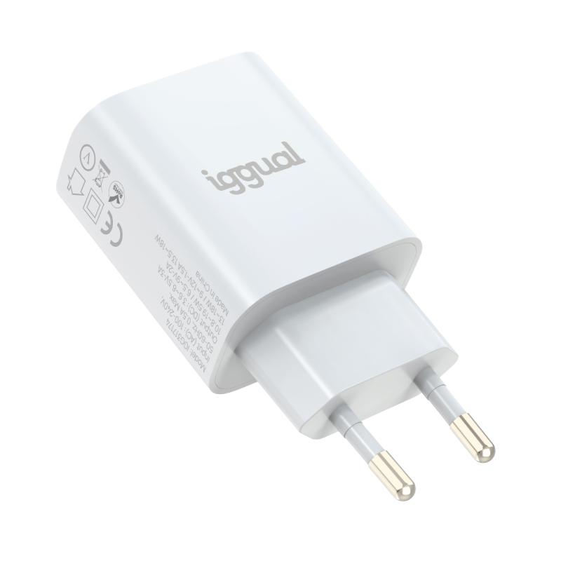 Infortisa Image 1 - iggual Cargador 1xUSB-A carga rápida QC3.0 18W