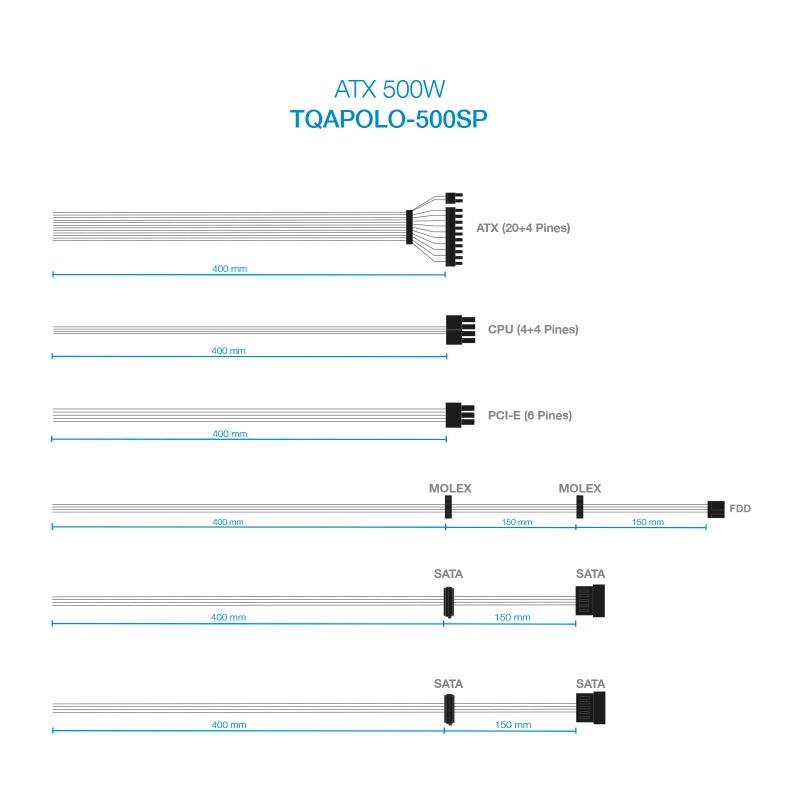 Infortisa Image 2 - Tooq Fuente Alimentación TQAPOLO-500SP 500W PFC