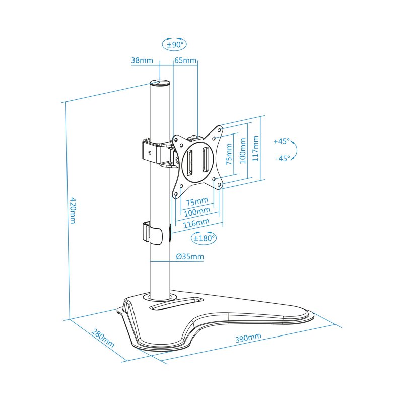 Infortisa Image 2 - Tooq Soporte mesa DB1701TN-B 1 brazo 17-32"