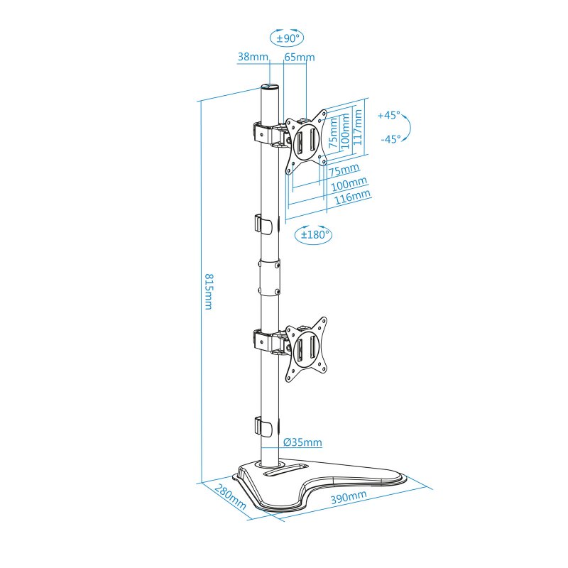 Infortisa Image 2 - Tooq Soporte mesa DB1703TNV-B  2 brazos Vertical