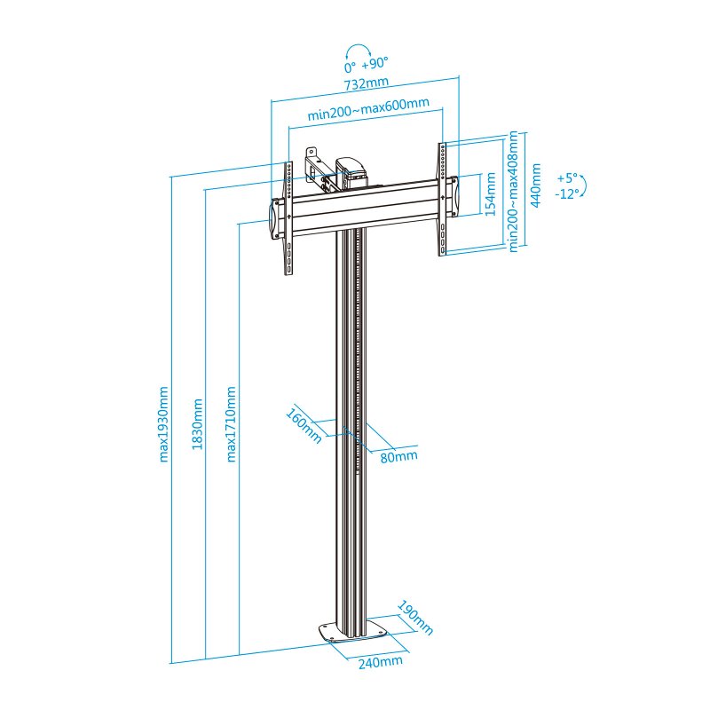 Infortisa Image 1 - Tooq FS2270M-B Soporte suelo fijo  37-70"