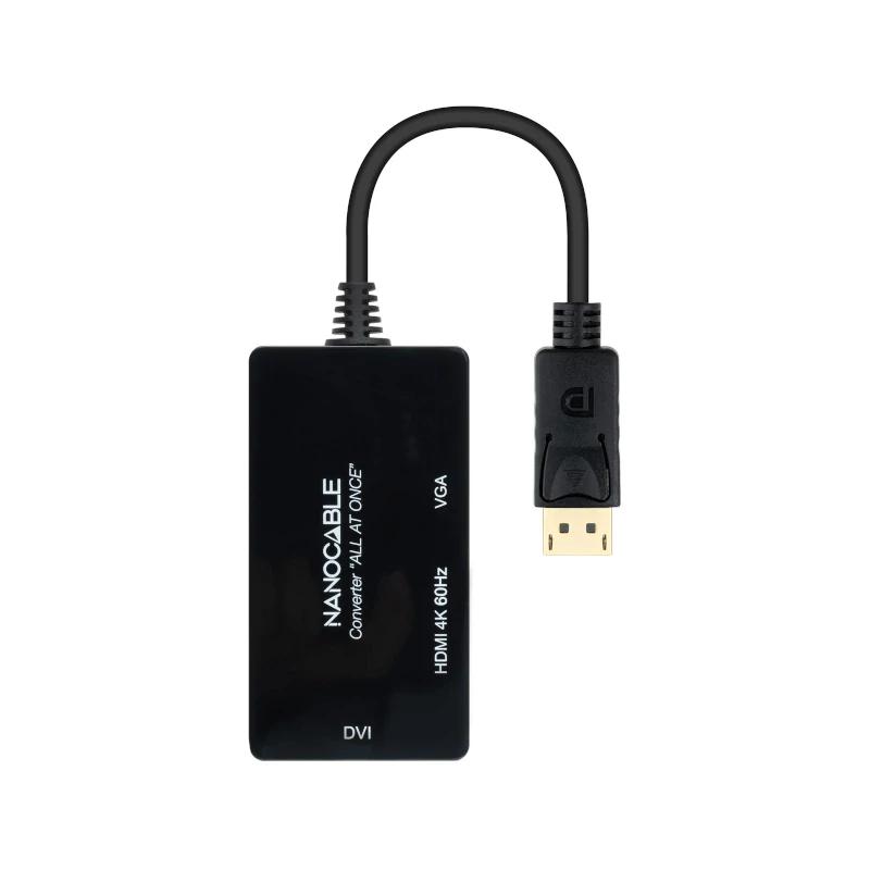 Infortisa Image 1 - Nanocable Conversor DP a HDMI/DVI/VGA Negro 20 cm