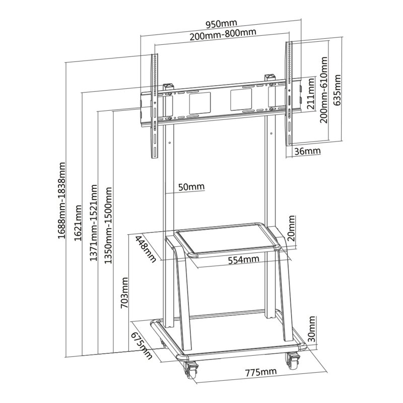 Infortisa Image 1 - Tooq FS20100M-B Soporte suelo Pantalla 37-100" neg