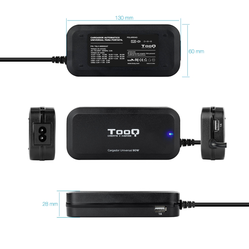Infortisa Image 3 - Tooq Cargador universal portátil automático 90w