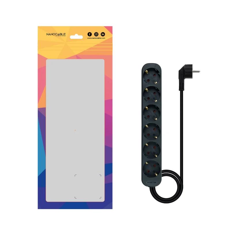 Infortisa Image 1 - Nanocable Regleta de Enchufes 6 Tomas 1.4 m Negro