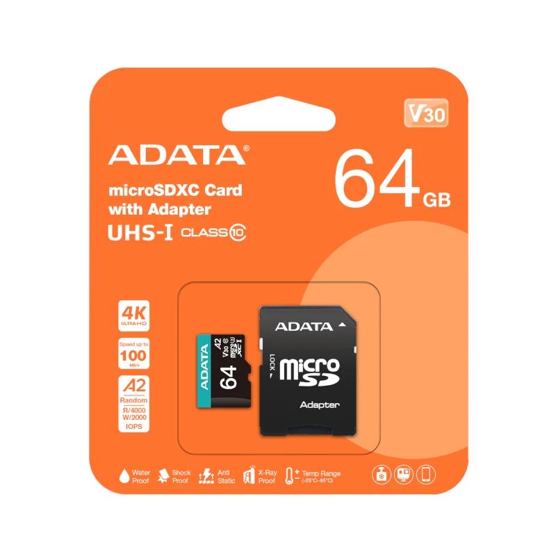 Infortisa Image 1 - ADATA microSDXC/SDHC UHS-I U3 64GB c/adapt