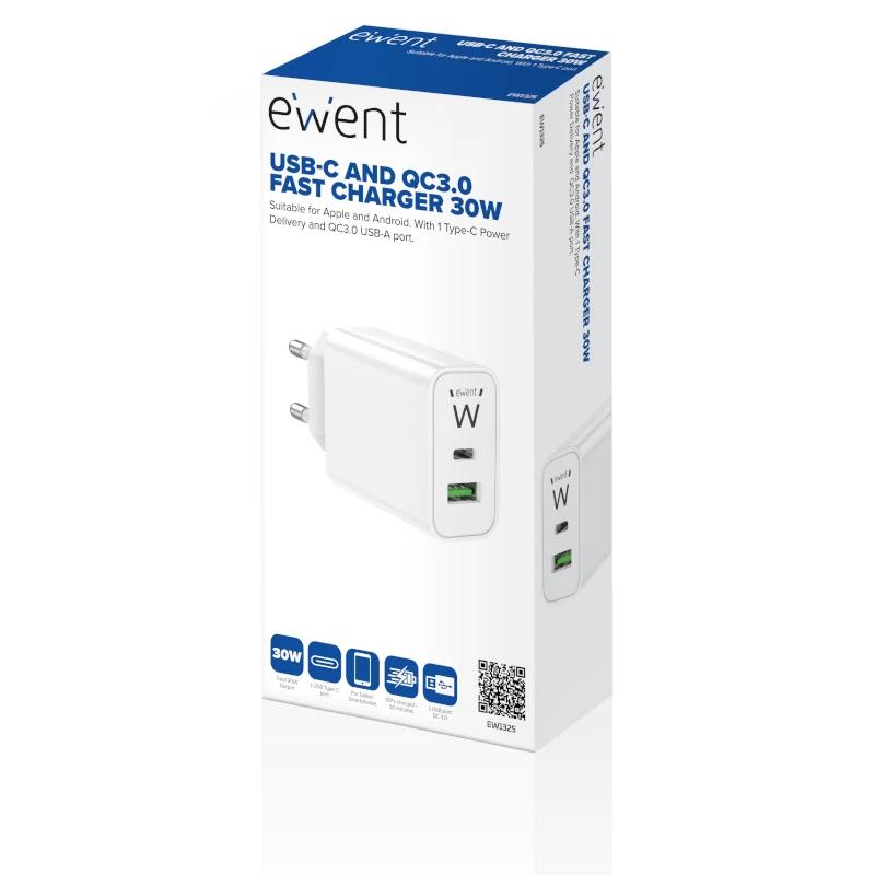 Infortisa Image 3 - EWENT CARGADOR RÁPIDO USB-C / QC 3.0 / 30W