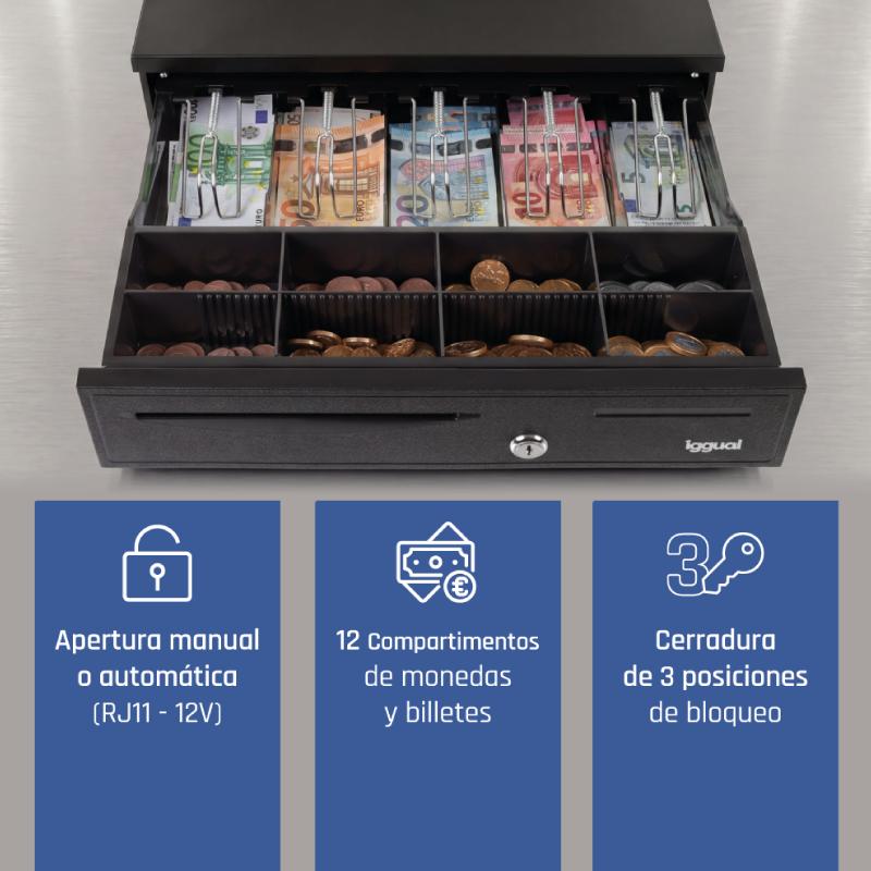 Infortisa Image 1 - iggual Cajón portamonedas IRON-20 42cm 4+8 negro