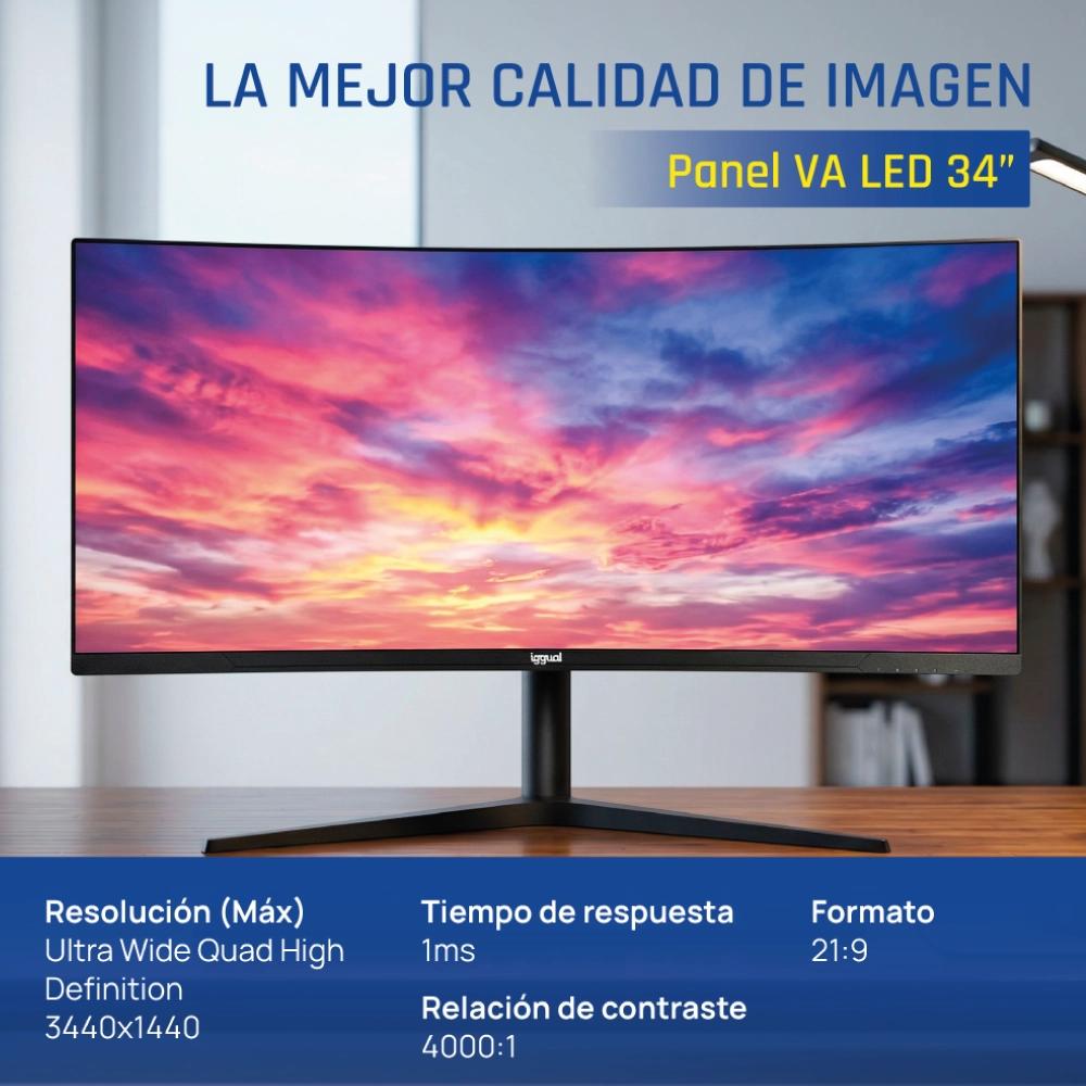 Infortisa Image 3 - iggual Monitor 34" UWQHD 1ms 2DP 2HDMI MM AA Curvo