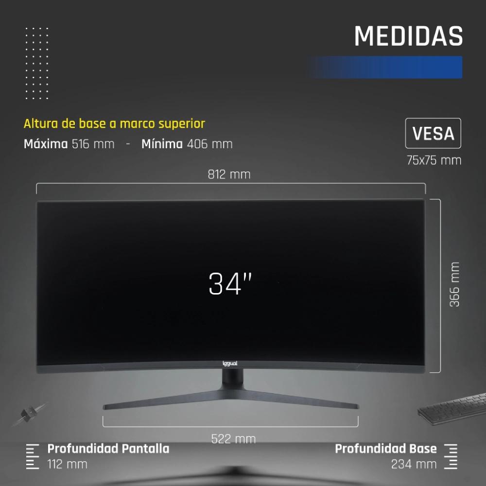 Infortisa Image 6 - iggual Monitor 34" UWQHD 1ms 2DP 2HDMI MM AA Curvo