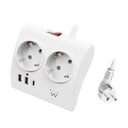 Infortisa Image 1 - EWENT EW3870 Regleta 2  Shucko 2 Usb-A 1 Usb-C Bl.