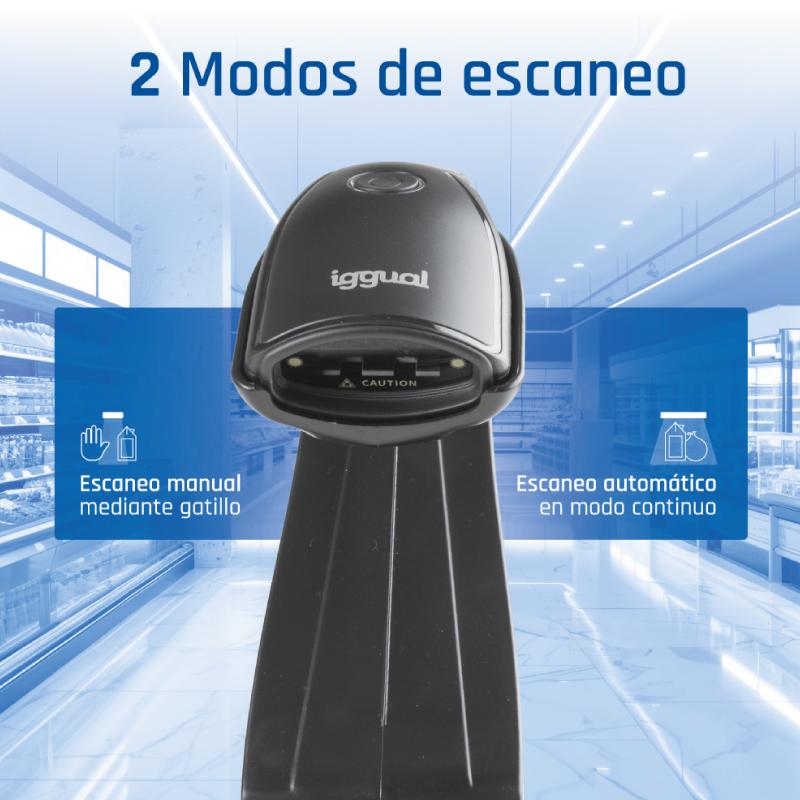 Infortisa Image 3 - iggual Lector código barras 1D USB botón soporte