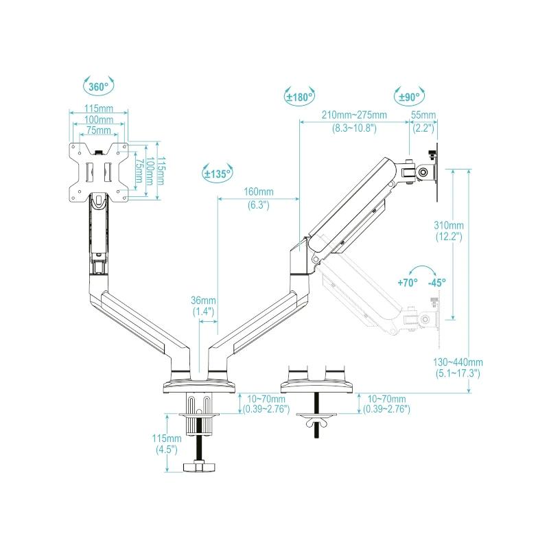 Infortisa Image 1 - Tooq Soporte mesa DB1334TNR-W 2 brazo 13-34 Blanco
