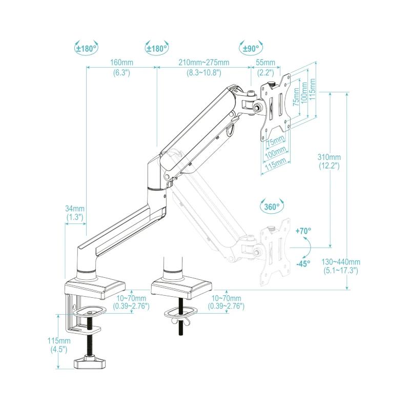 Infortisa Image 2 - Tooq Soporte mesa DB1334TNR-B 1 brazo 13-34"