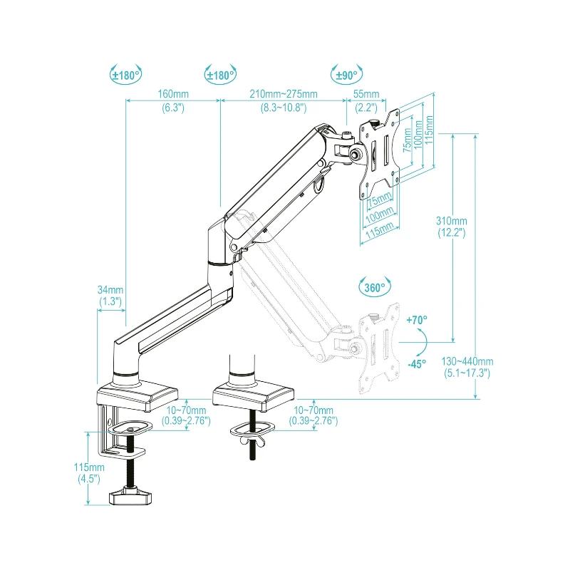 Infortisa Image 2 - Tooq Soporte mesa DB1334TNR-W 1 brazo 13-34 Blanco