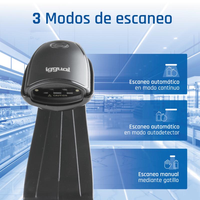 Infortisa Image 3 - iggual Lector código barras 2D USB botón soporte