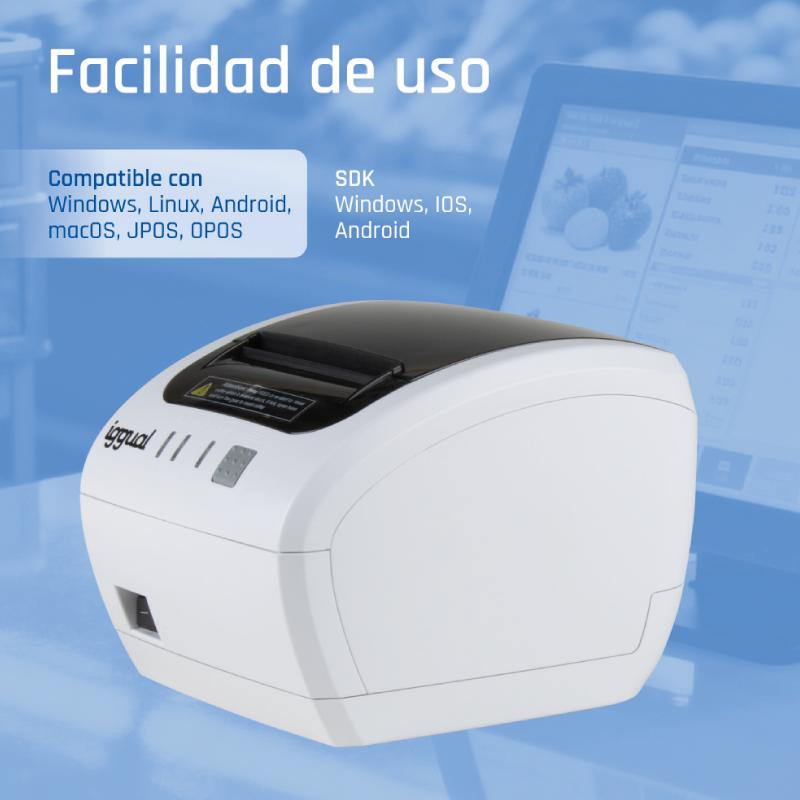 Infortisa Image 4 - iggual Impresora térmica TP EASY 80W USB+RJ11 blan