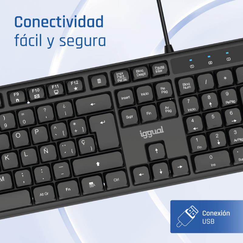 Infortisa Image 6 - iggual Teclado USB estándar CK-SILENT-105T negro