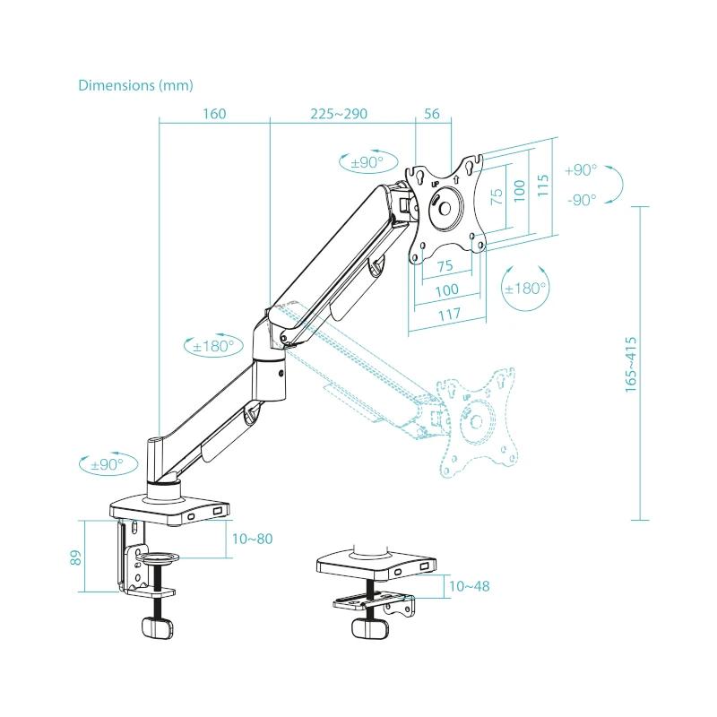 Infortisa Image 1 - Tooq Soporte mesa DB1733TNR-B 1 brazo 17-32 Negro