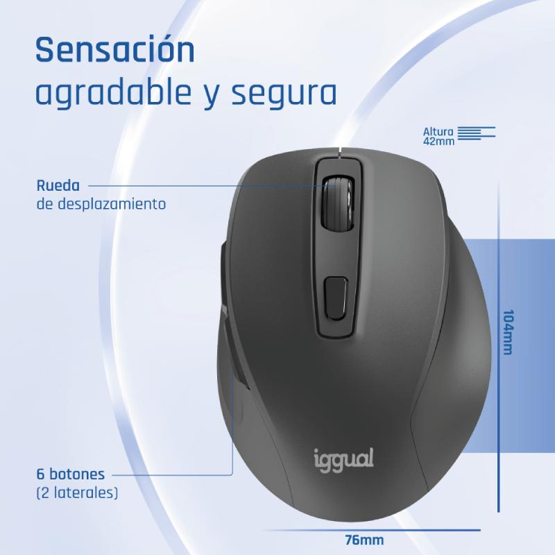 Infortisa Image 5 - iggual Ratón inalámbrico ERGO-SILENT-6D 1600DPI