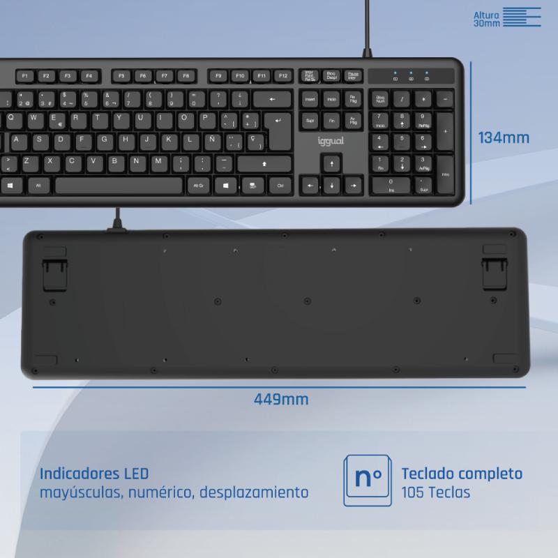 Infortisa Image 5 - iggual Teclado USB estándar CK-OFFICE-105T negro