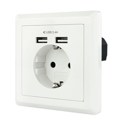 [AELCAR0023] Nanocable Base de enchufe pared schuko+2USB 2.4A