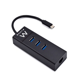 [AAOAUS0167] EWENT EW1141 Hub Tipo-C 3Pts.USB 3.1+1pto. GIGABIT
