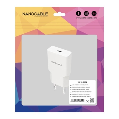 Nanocable Cargador 2xUSB-C/PD 25W  Blanco
