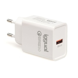 [AATCAT0306] iggual Cargador 1xUSB carga rápida QC3.0 18W