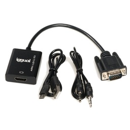 [AISCCI0504] iggual Adaptador VGA a HDMI + audio + microUSB