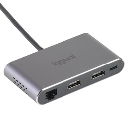 [AAOAUS0221] iggual Hub C 8 en 1 2xHDMI 2xUSB 2xSD RJ45 PD100W