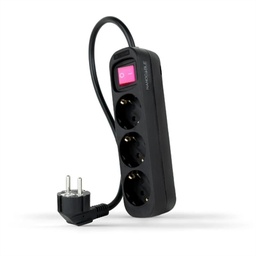 [AELREG0112] Nanocable Regleta 3 Tomas Interruptor Negro