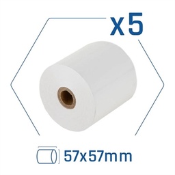 [CCIPAP0138] iggual Pack 5 rollos papel térmico sin BPA 57X57mm