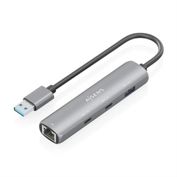 [AAOAUS0264] Aisens USB-A 3.0 Dock a RJ45 Hub 2xUSB-C 1xUSB-A