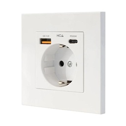 [AELREG0126] Nanocable Base Pared toma SCHUKO 2USB-C PD20W