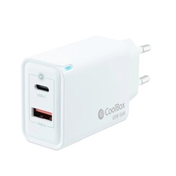 [AATCAT0386] Coolbox Cargador Pared GAN 45W USB-C/USB-A