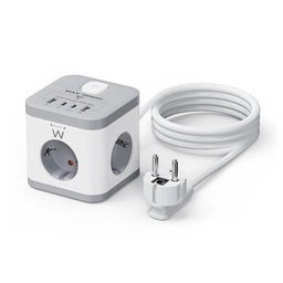 [AELREG0117] Ewent EW3863 Regleta 3 Tomas SHUCKO+2USB-A+2USB-C